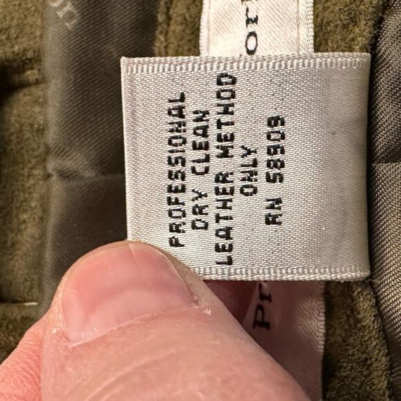 Preston & York Olive Green Suede Full Zip Jacket Reptile Front in Women's Large - Picture 4 of 7